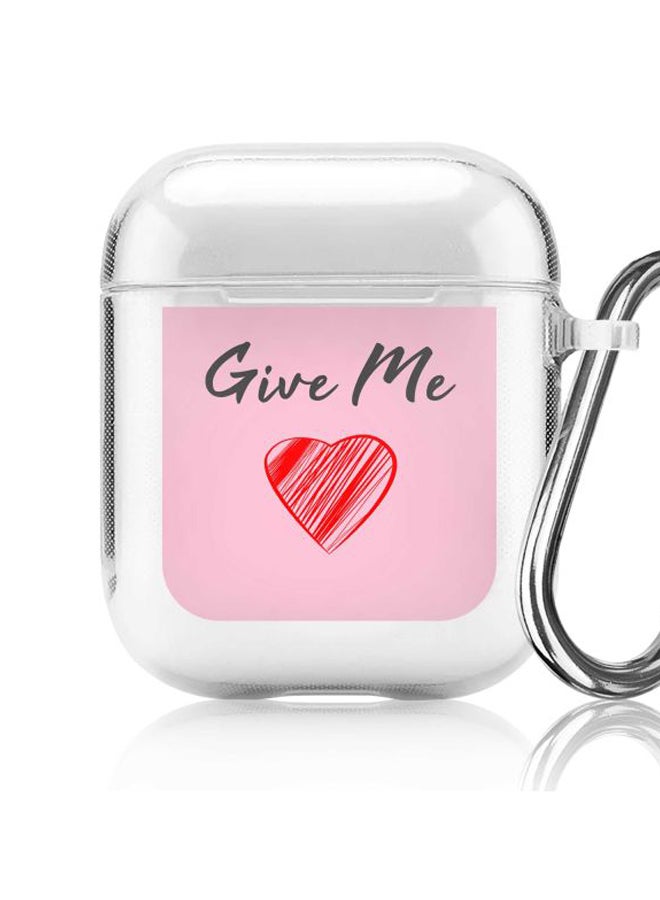 Stylizedd Classic Series Give Me Love Printed Case With Carabiner For Apple AirPods 2/1 Clear/Pink/Red - Image 5