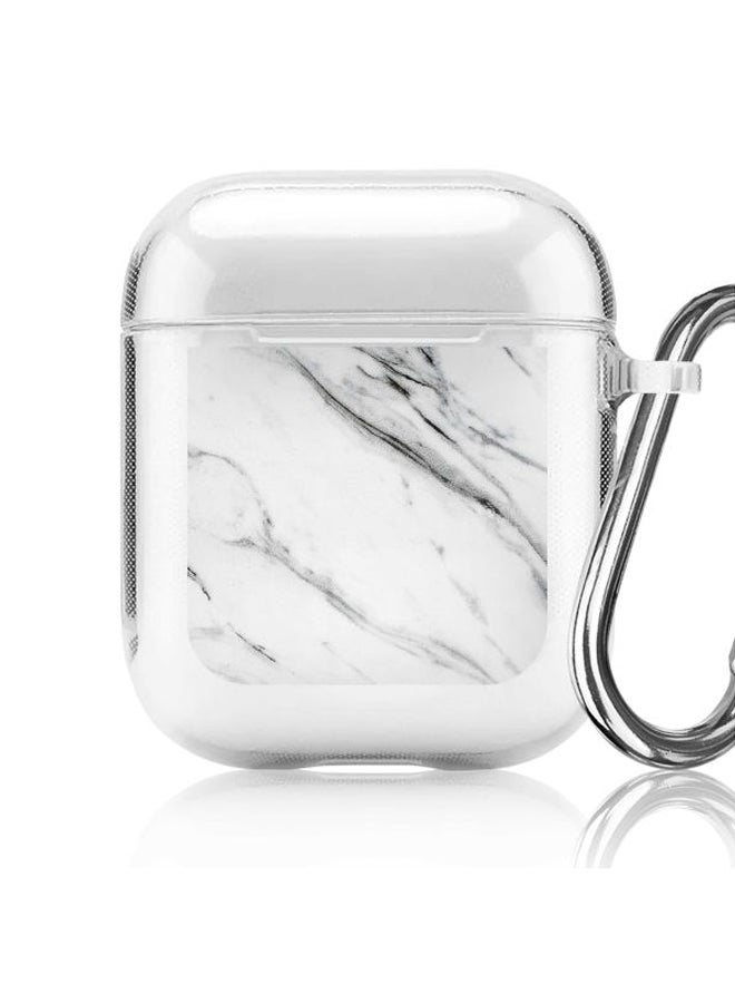 Stylizedd Classic Series Marble Print Printed Case With Carabiner For Apple AirPods 2/1 Clear/Grey/Black - Image 5