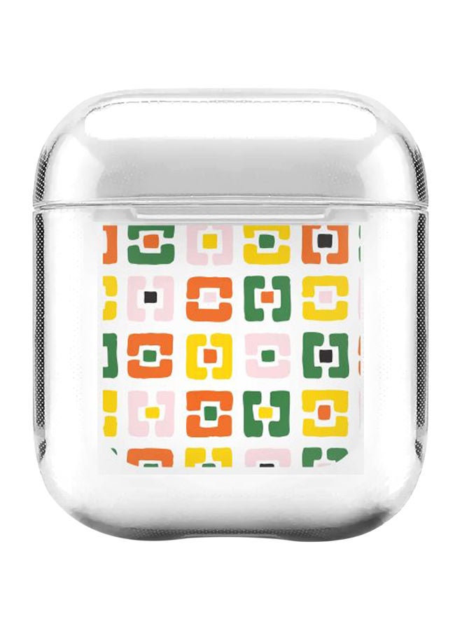 ستايلايزد حافظة بحلقة معدنية بطبعة قوس ونقطة من سلسلة كلاسيك كلير لأبل آيربودز 2/1 شفاف/ وردي/ أخضر - Image 1