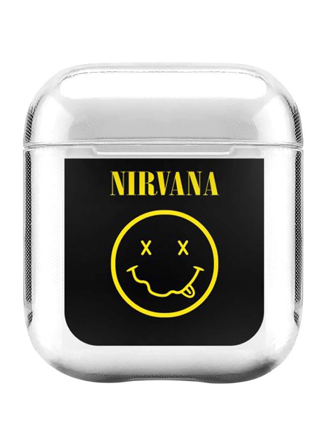 ستايلايزد غطاء حماية من سلسلة كلاسيك بطبعة كلمة "Nirvana" لسماعات أبل آيربودز 2/1 شفاف/أسود/أصفر - Image 1