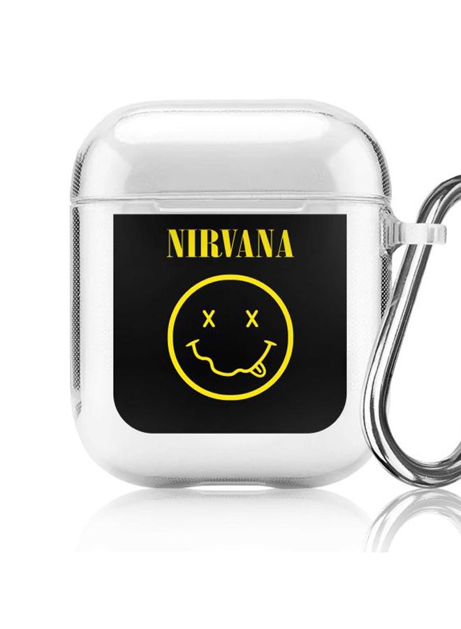 ستايلايزد غطاء حماية من سلسلة كلاسيك بطبعة كلمة "Nirvana" لسماعات أبل آيربودز 2/1 شفاف/أسود/أصفر - Image 5