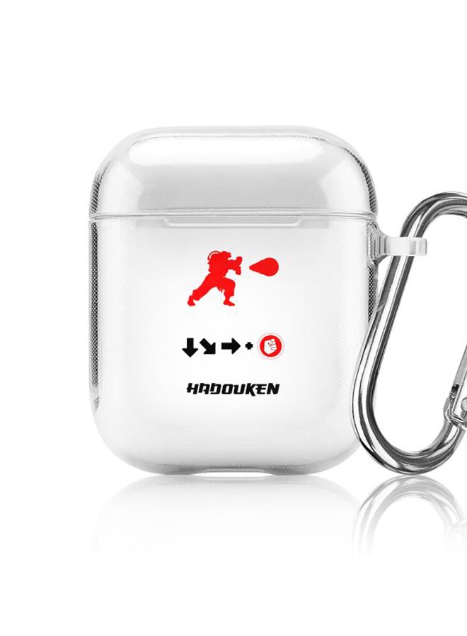 Stylizedd Classic Clear Series Hadouken Printed Case With Carabiner For Apple AirPods 2/1 Clear/Black/Red  - Image 5
