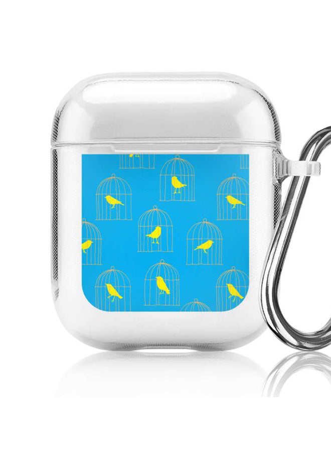 ستايلايزد علبة حماية من سلسلة كلاسيك كلير بطبعة طيور في أقفاص ومزودة بحلقة بقفل زنبركي لسماعات أبل آيربودز 2/ 1 شفاف/ أزرق/ أصفر - Image 5