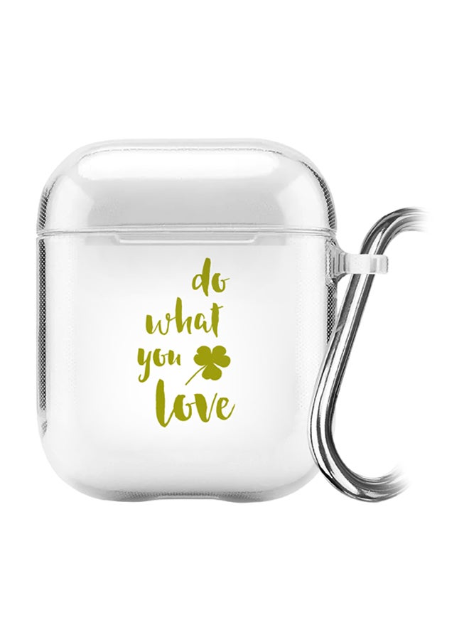 Stylizedd Classic Series Do What You Love Printed Case With Carabiner For Apple AirPods 2/1 Clear/Green  - Image 1