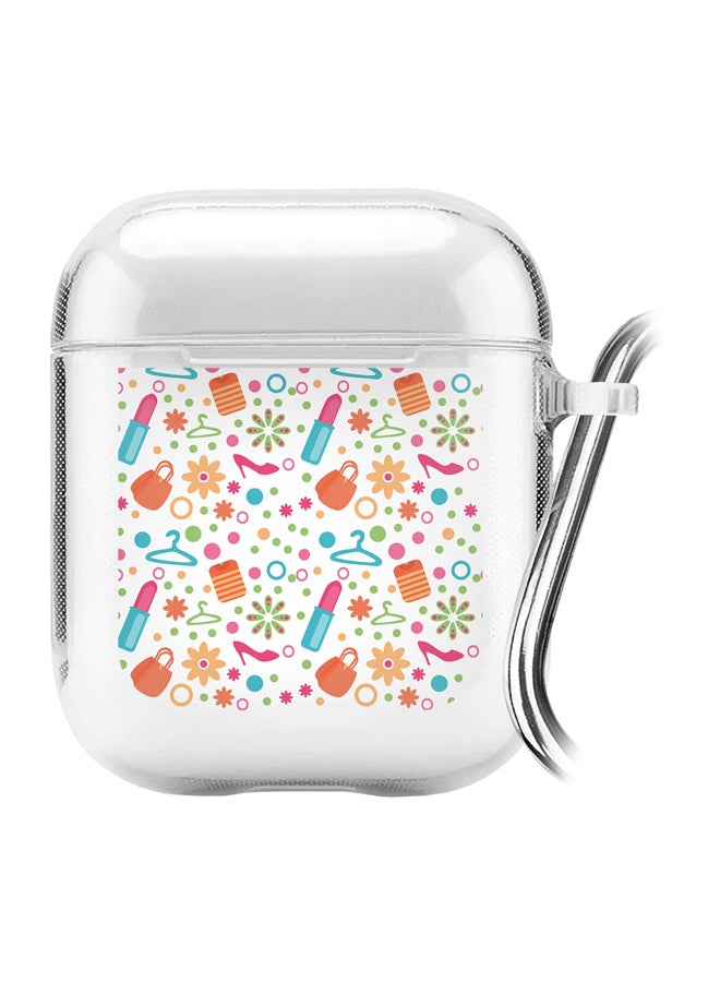 Stylizedd Classic Series Summer Dressin Printed Case With Carabiner For Apple AirPods 2/1 Clear/Orange/Blue - Image 1