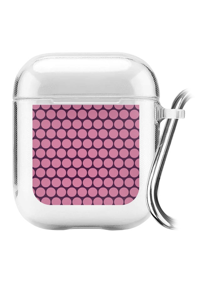 ستايلايزد حافظة حماية مع حلقة تعليق من سلسلة كلاسيك بطبعة قرص عسل لسماعة أبل آيربودز 2/1 شفاف/وردي/أرجواني - Image 1