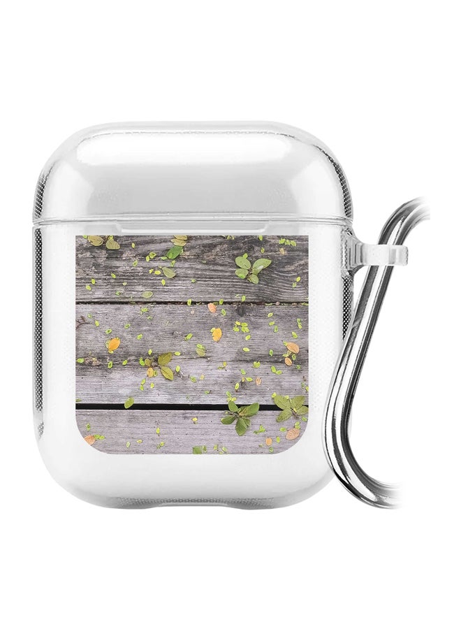 ستايلايزد حافظة حماية بطبعة فناء خلفي من سلسلة كلاسيك مع حلقة بقفل زنبركي لسماعات أبل آيربودز 2/ 1 لون شفاف/رمادي/أخضر - Image 1