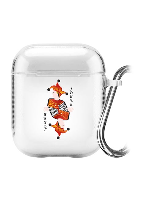 Classic Series Joker Printed Case With Carabiner For Apple AirPods 2/1 Clear/White/Orange