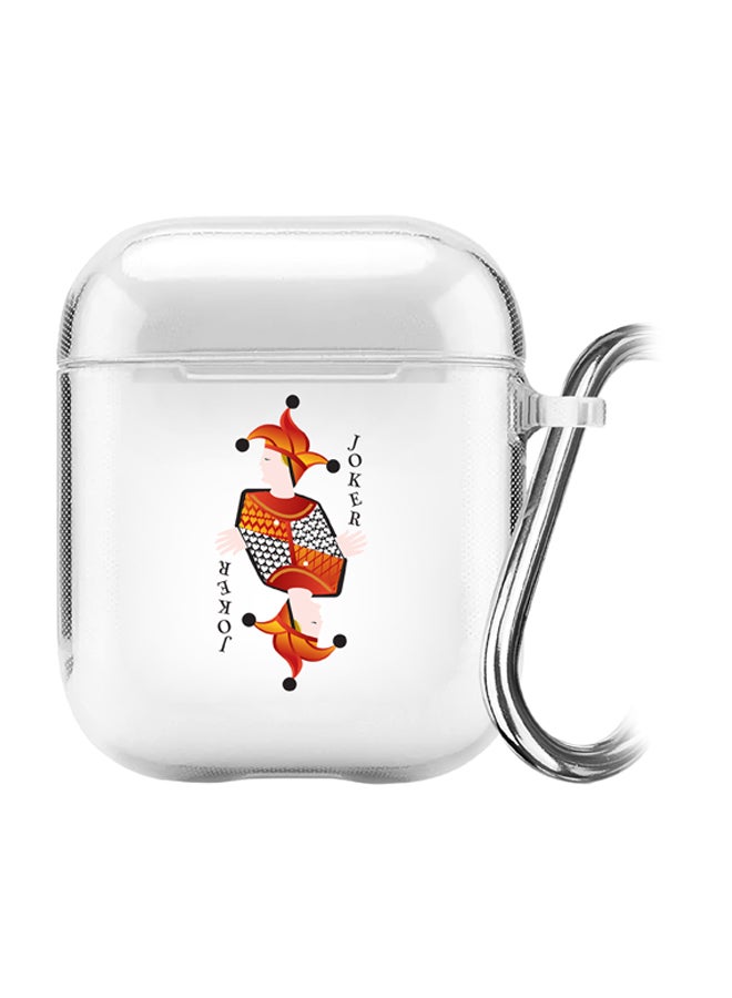 Stylizedd - Classic Series Joker Printed Case With Carabiner For Apple AirPods 2/1 Clear/White/Orange - Image 1