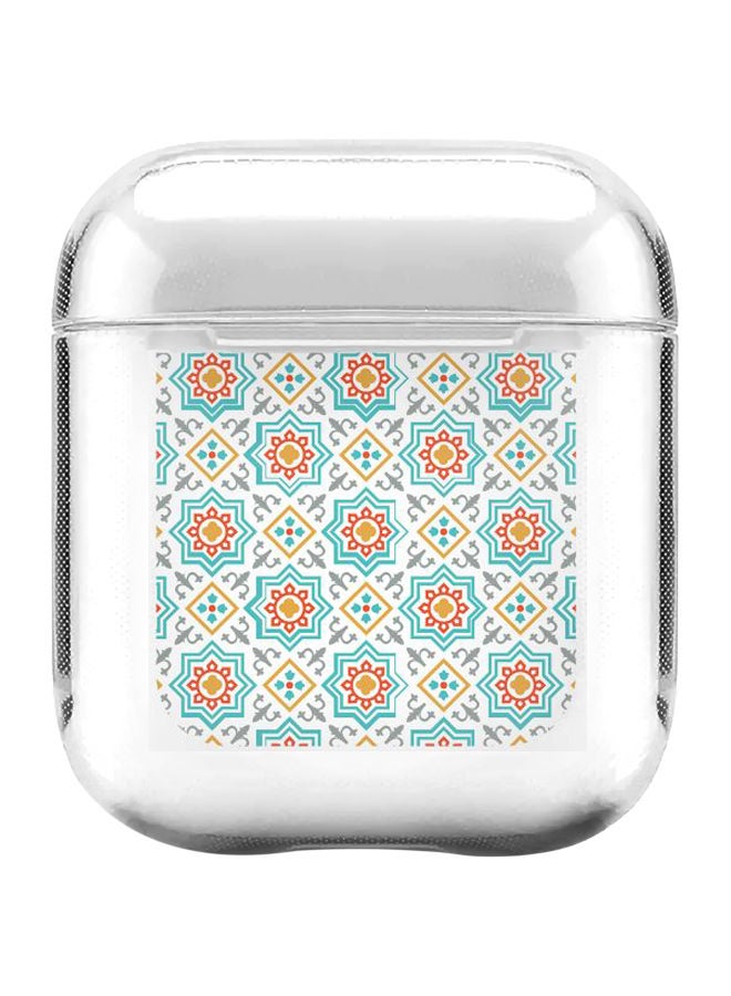 ستايلايزد حافظة حماية واقية من سلسلة كلاسيك كلير بطبعة فسيفساء مغربية لسماعات أبل آيربودز 1/2 شفاف/أزرق/برتقالي - Image 1