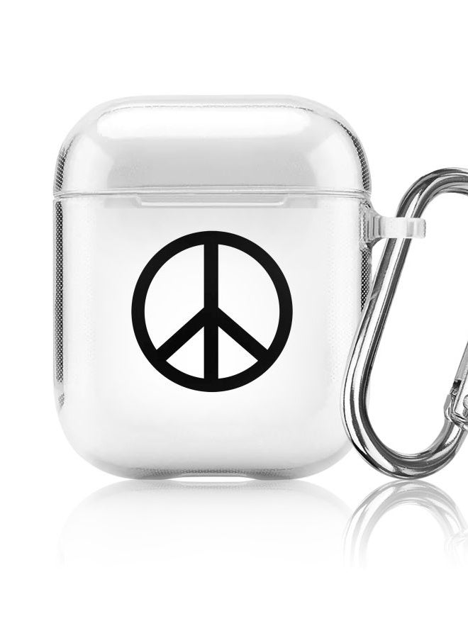 Stylizedd Classic Series Peace Sign Printed Protective Case For Apple AirPods 1/2 Clear/Black  - Image 5