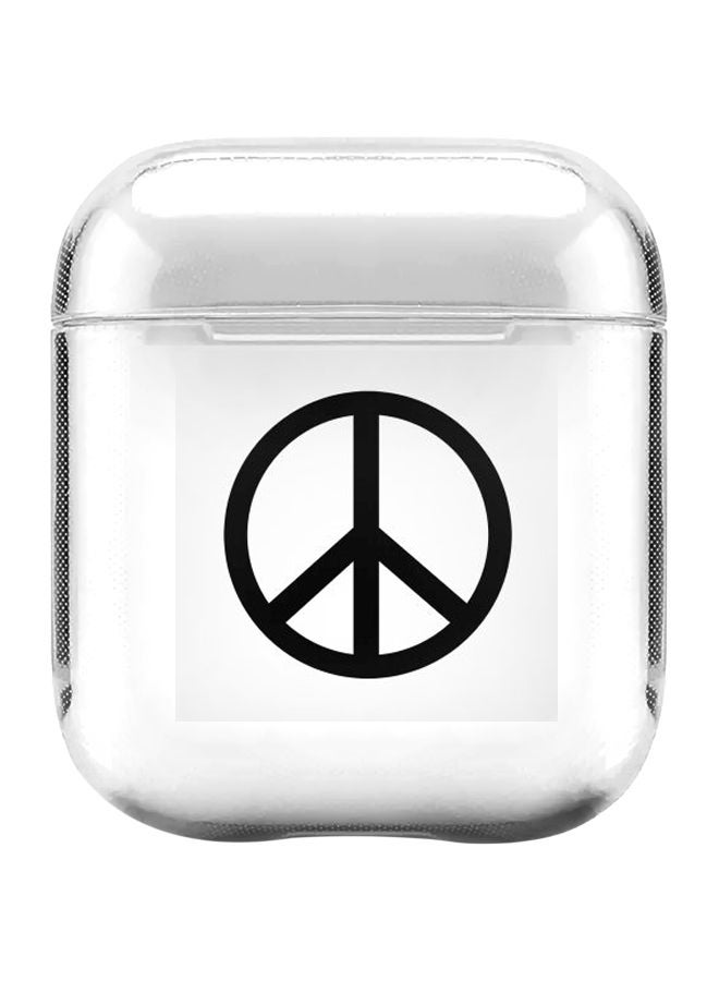 Stylizedd Classic Series Peace Sign Printed Protective Case For Apple AirPods 1/2 Clear/Black  - Image 1