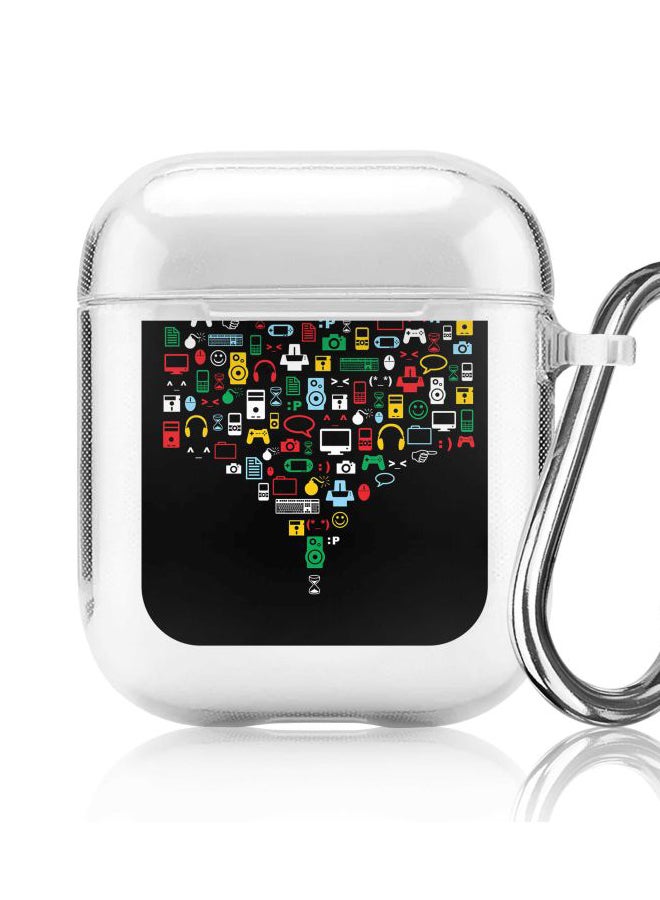 Stylizedd - Classic Series Convergence Printed Protective Case For Apple AirPods 1/2 Clear/Black/Red - Image 1
