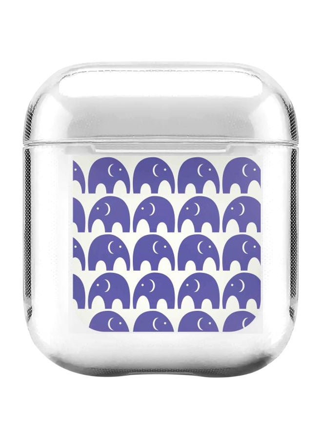 Stylizedd Classic Clear Series Baby Elephants Printed Soft TPU Thin Flexible Protective Case Cover For Apple AirPods 1 / 2 Clear/Purple  - Image 1