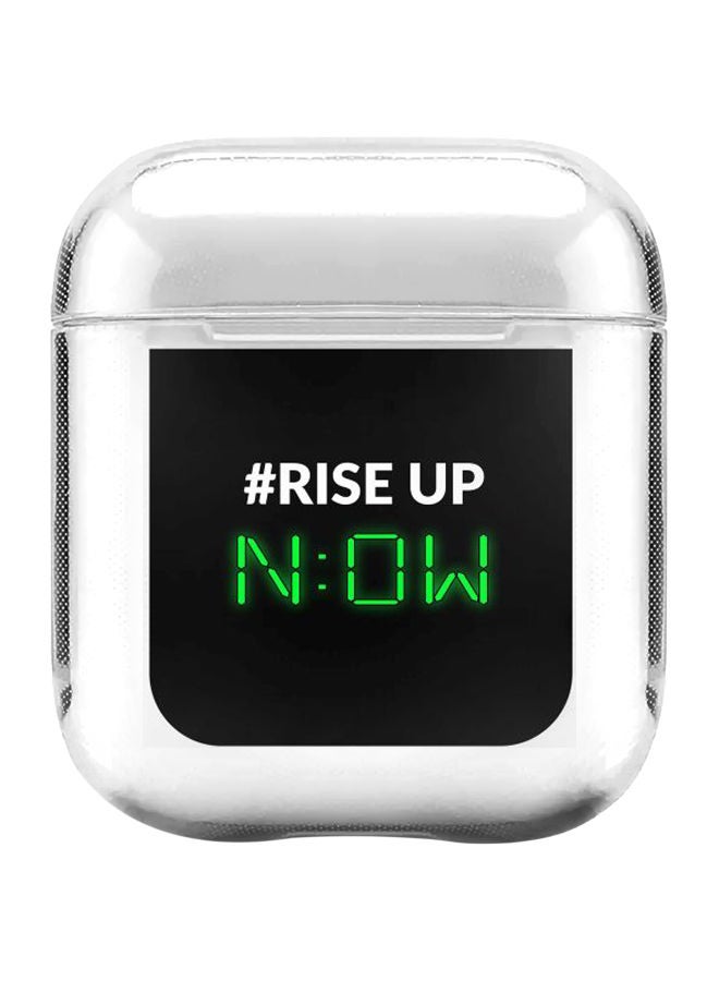 ستايلايزد غطاء حماية واقٍ من سلسلة كلاسيك بطبعة عبارة "Rise Up" لسماعة أبل آيربودز 1/2 شفاف/أسود/أخضر - Image 1