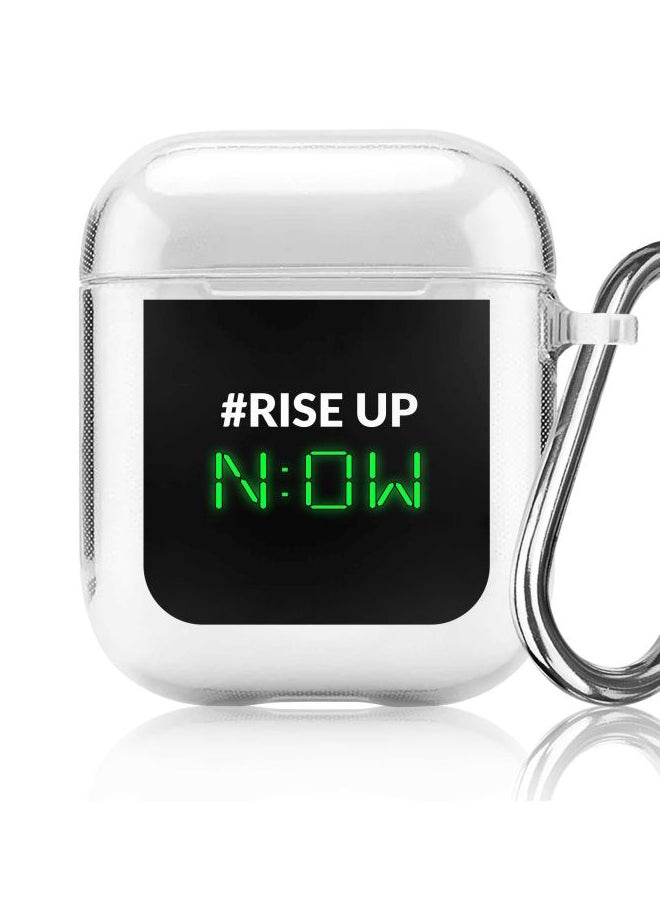 ستايلايزد غطاء حماية واقٍ من سلسلة كلاسيك بطبعة عبارة "Rise Up" لسماعة أبل آيربودز 1/2 شفاف/أسود/أخضر - Image 5