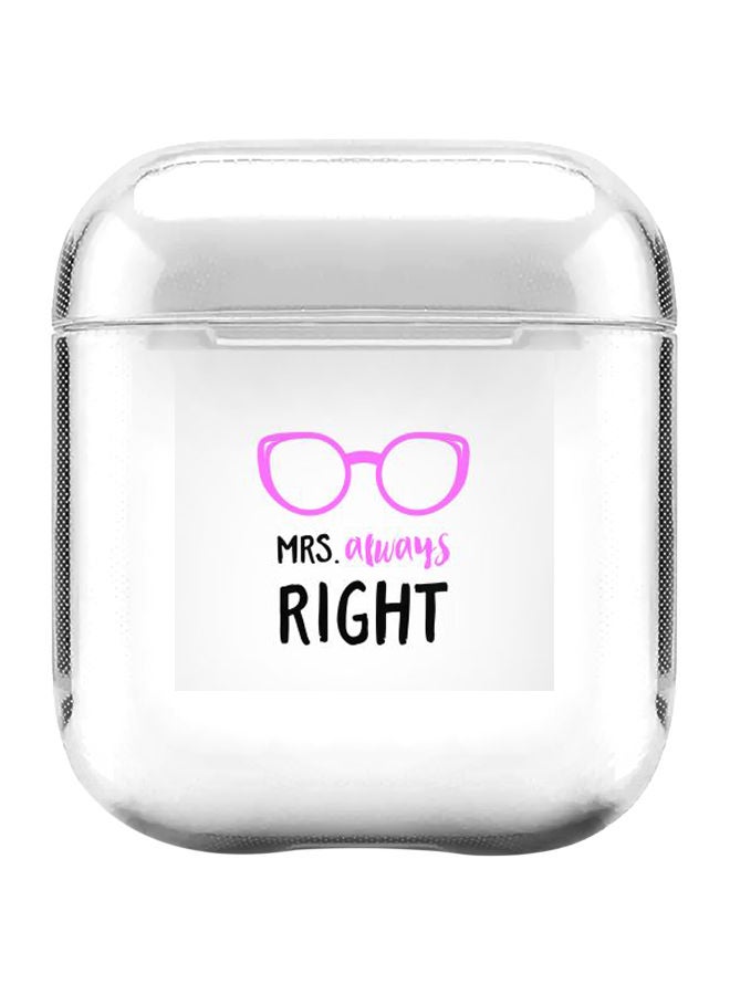 ستايلايزد حافظة واقية من سلسلة كلاسيك بطبعة عبارة "Mrs. Always Right" لسماعات أبل آيربودز 2/1 شفاف/أسود/أرجواني - Image 1