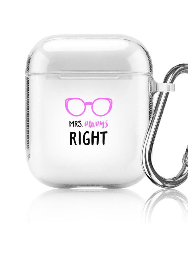ستايلايزد حافظة واقية من سلسلة كلاسيك بطبعة عبارة "Mrs. Always Right" لسماعات أبل آيربودز 2/1 شفاف/أسود/أرجواني - Image 5