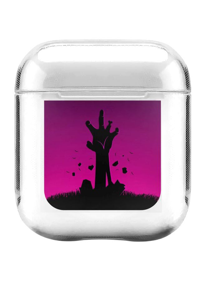 ستايلايزد حافظة من سلسلة كلاسيك مزينة بطبعة تعبر عن الوصول للهدف لسماعات آيربودز أبل 1/2 شفاف/أرجواني/أسود - Image 1