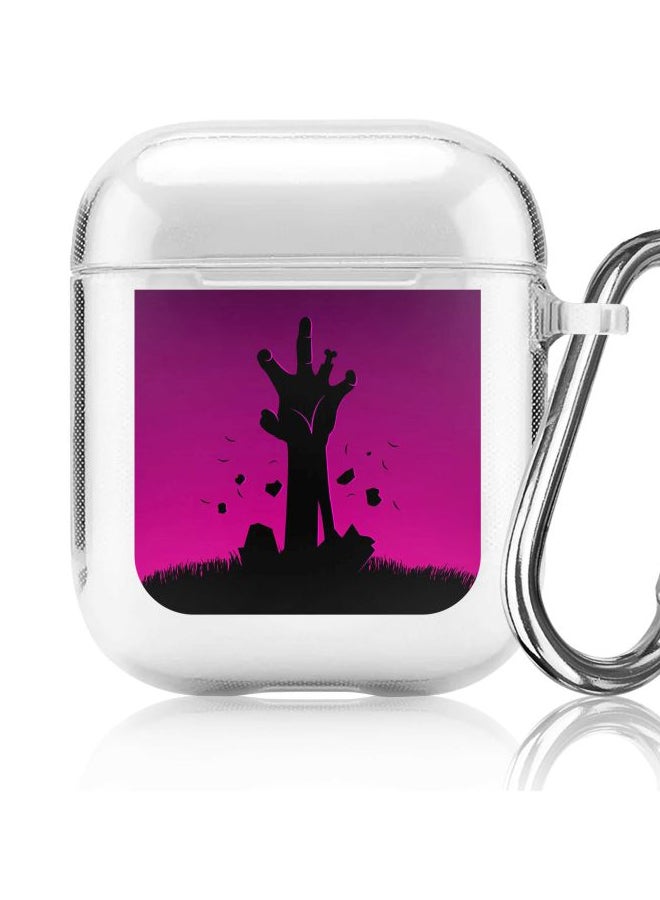 ستايلايزد حافظة من سلسلة كلاسيك مزينة بطبعة تعبر عن الوصول للهدف لسماعات آيربودز أبل 1/2 شفاف/أرجواني/أسود - Image 5