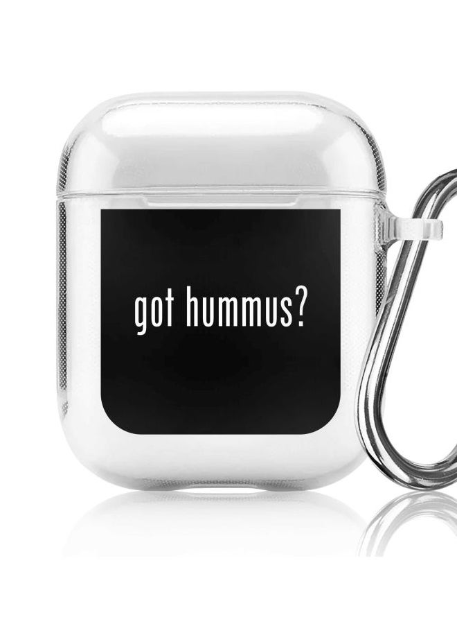 ستايلايزد حافظة من سلسلة كلاسيك بطبعة عبارة "?Got Hummus" لسماعات أبل آيربودز 1/2 شفاف/أسود/أبيض - Image 5