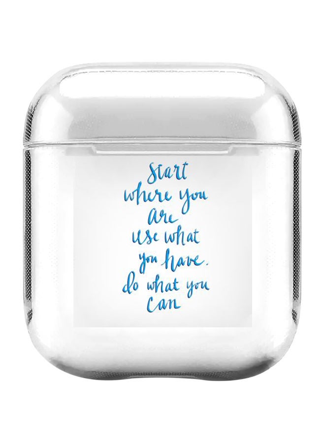 ستايلايزد علبة حماية واقية من سلسلة كلاسيك بطبعة "Start, Use, Do" لسماعات أبل آيربودز 1/2 شفاف/أزرق - Image 1