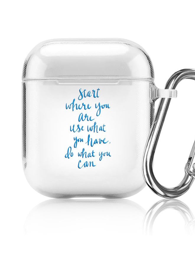 ستايلايزد علبة حماية واقية من سلسلة كلاسيك بطبعة "Start, Use, Do" لسماعات أبل آيربودز 1/2 شفاف/أزرق - Image 5