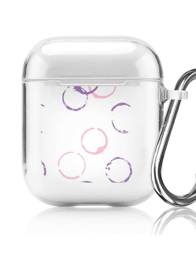 ستايلايزد غطاء حماية من سلسلة كلاسيك مزين بطبعة بقع جميلة لسماعات الأذن أبل آيربودز 1/2 شفاف/ بنفسجي/ وردي - Image 5