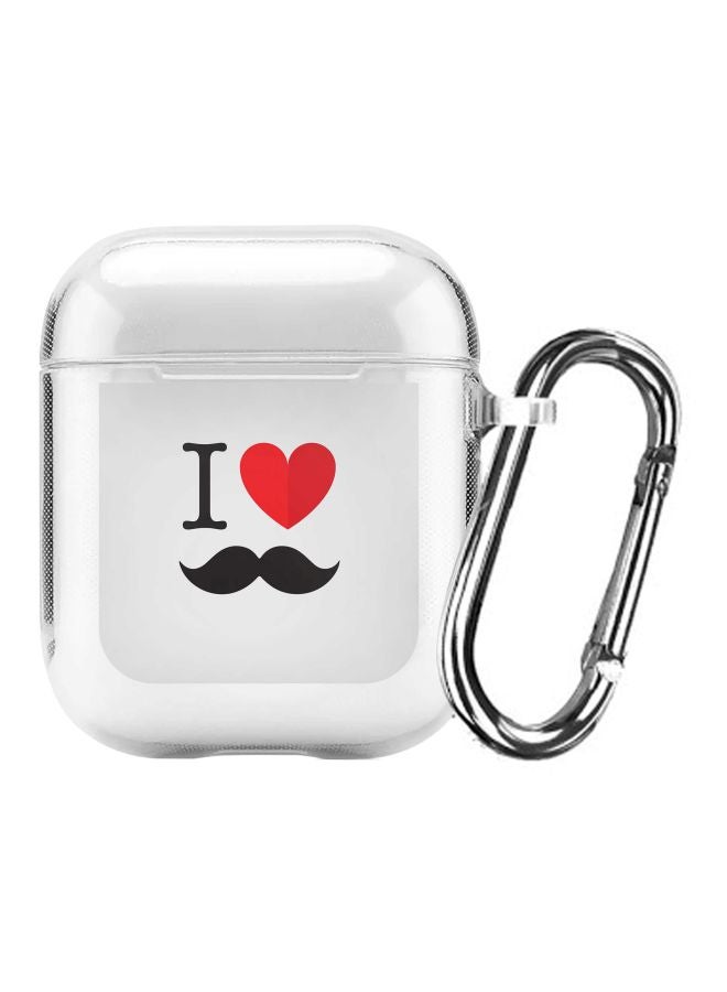 Stylizedd Classic Series I Love Moustache Printed Protective Case For Apple AirPods 1/2 Clear/Red/Black  - Image 1