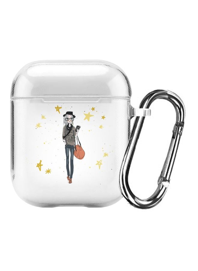 Stylizedd Classic Series Fashionista Printed Case For Apple AirPods 1/2 Clear/Grey/Gold - Image 1