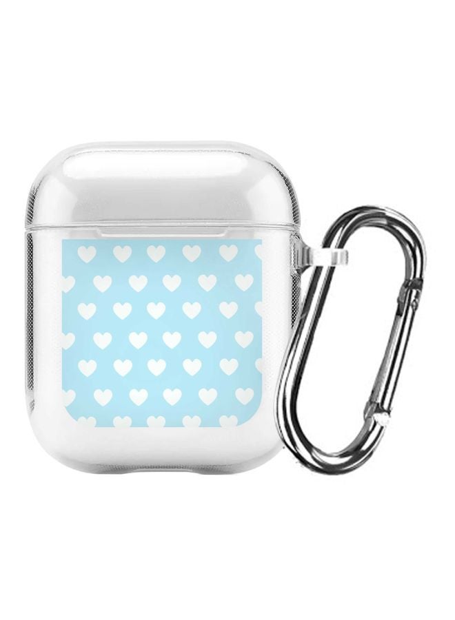 ستايلايزد غطاء حماية من سلسلة كلاسيك كلير بطبعة قلوب صغيرة لسماعة أبل آيربودز 1/2 شفاف/أزرق - Image 1