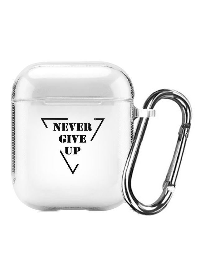 Stylizedd Classic Series Never Give Up Printed Protective Case For Apple AirPods 1/2 Clear/Black - Image 1