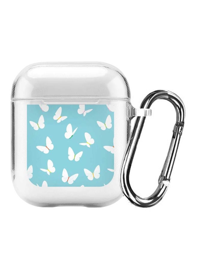 Stylizedd Classic Series Fluttering Butterfly Printed Case For Apple AirPods 1/2 Clear/Blue/White - Image 1