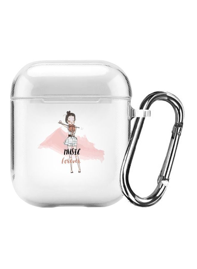 ستايلايزد غطاء حماية واقٍ من سلسلة كلاسيك مزين بطبعة "Music Forever" لسماعة أبل آيربودز 1/2 شفاف/وردي/أسود - Image 1