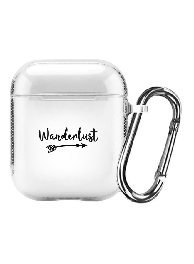 ستايلايزد غطاء حماية مع حلقة تعليق بطبعة "Wanderlust" لسماعات أبل آيربودز 2/1 شفاف/ أسود - Image 1