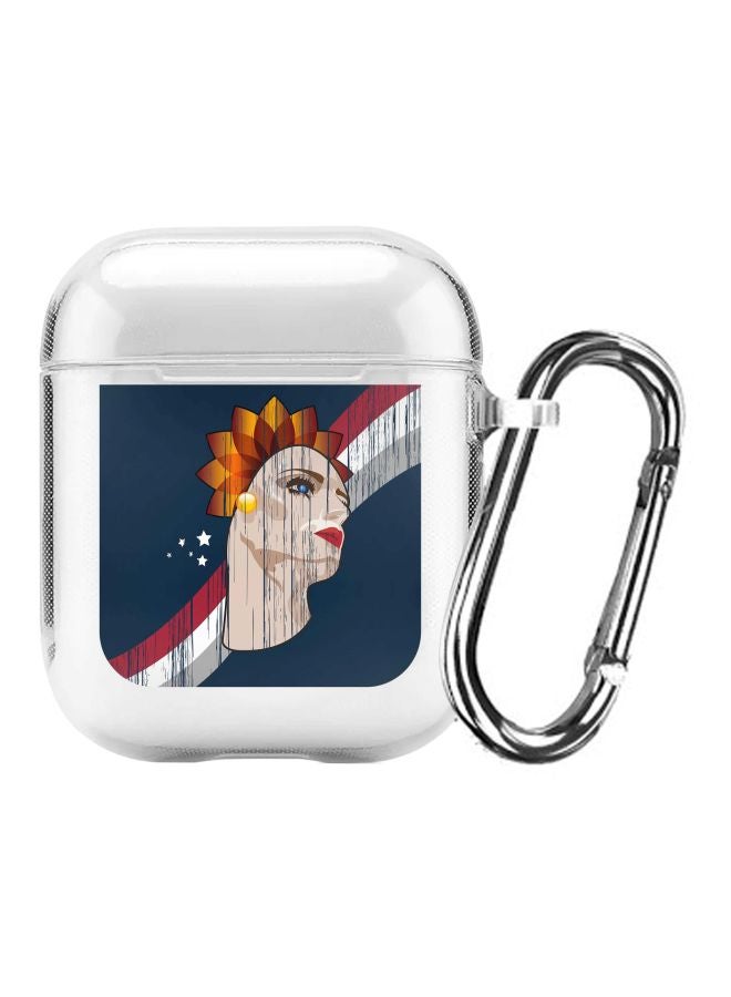 Stylizedd Lady Liberty Printed Case Cover With Carabiner For Apple AirPods 2/1 Clear/Blue/Red - Image 1