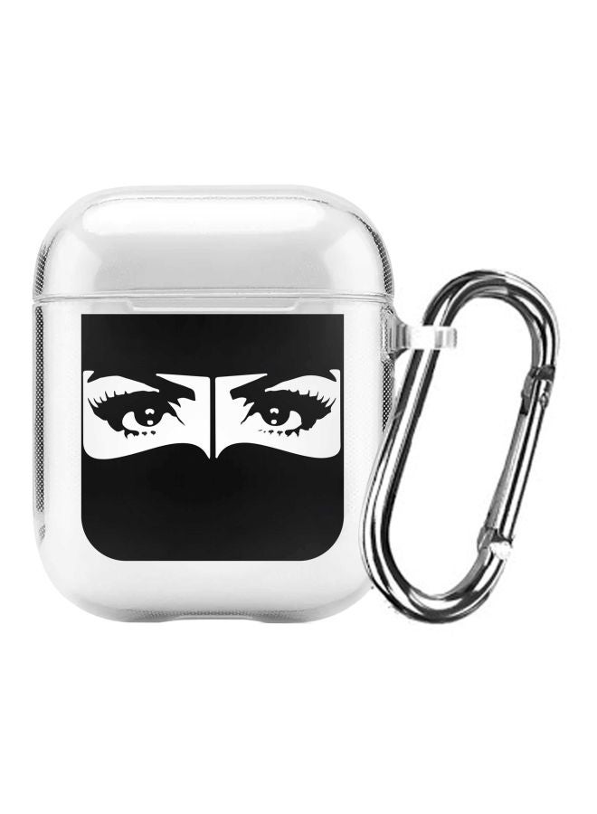Stylizedd Naqabi Eyes Printed Protective Cover With Carabiner For Apple AirPods 2/1 Clear/Black - Image 1