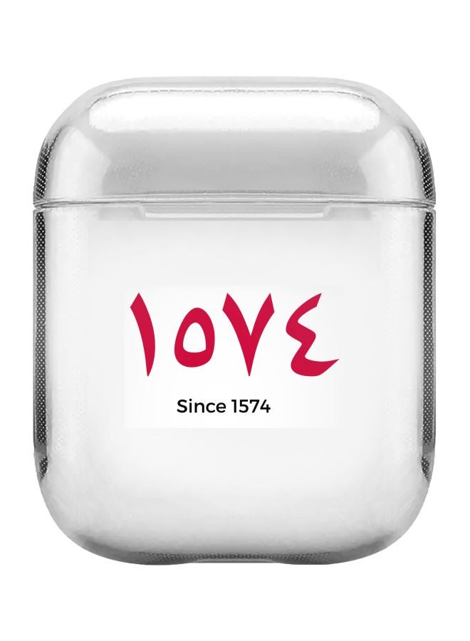 Stylizedd Love Since 1574 Printed Protective Cover For Apple AirPods 2/1 Clear/Red - Image 1