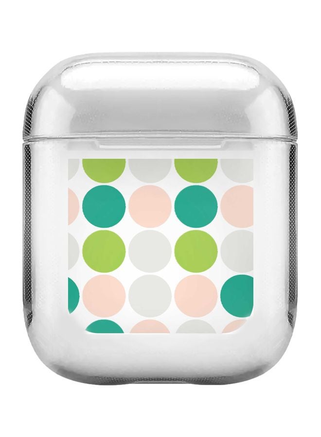 ستايلايزد غطاء حماية بطبعة نقاط بألوان الصيف لسماعات أبل آيربودز 2/1 شفاف/ أخضر/ وردي - Image 1