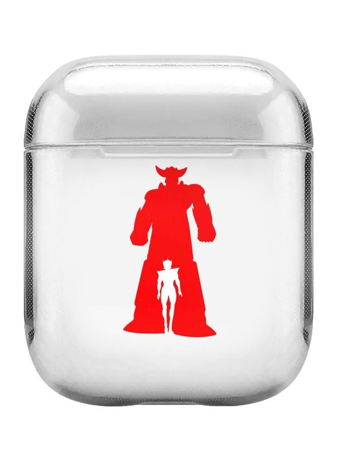 ستايلايزد غطاء حماية بطبعة شخصية جريندايزر لسماعات أبل آيربودز 2/1 شفاف/ أحمر - Image 1