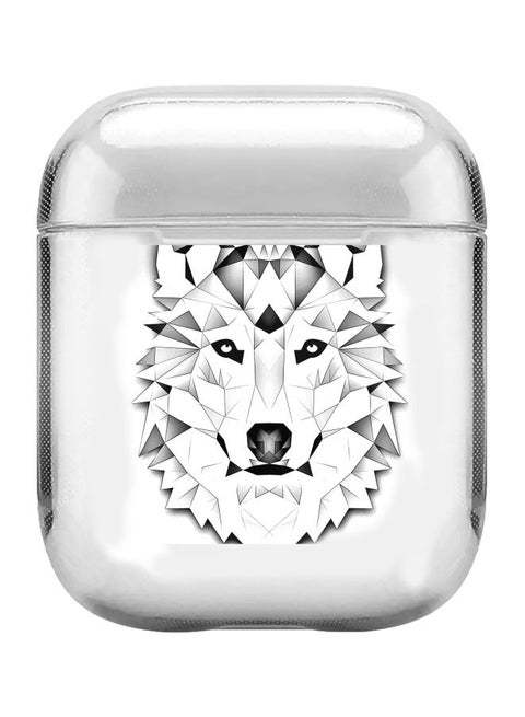 Poly Wolf Printed Protective Cover For Apple AirPods 2/1 White/Black/Grey