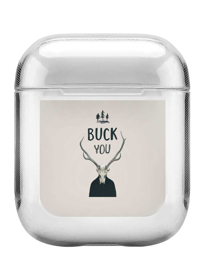 ستايلايزد غطاء حماية واقٍ بطبعة عبارة "Buck You" لسماعة أبل آيربودز 2/1 رمادي/أسود - Image 1