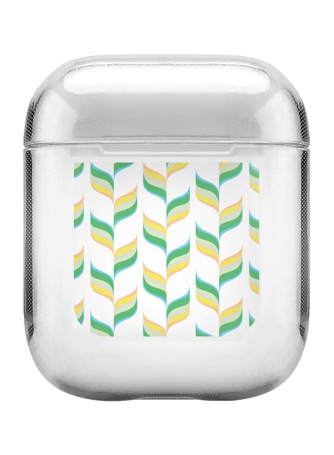 ستايلايزد حافظة واقية مزينة بطبعة أوراق شجر لسماعات أبل آيربودز 2/1 أبيض/ أخضر/ أصفر - Image 1