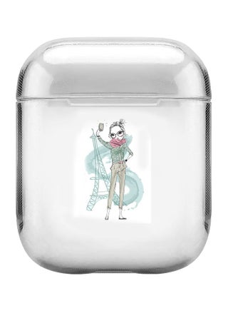 Selfie By Eiffel Printed Protective Cover For Apple AirPods 2/1 Clear/Blue - v1600756510/N40573420A_1