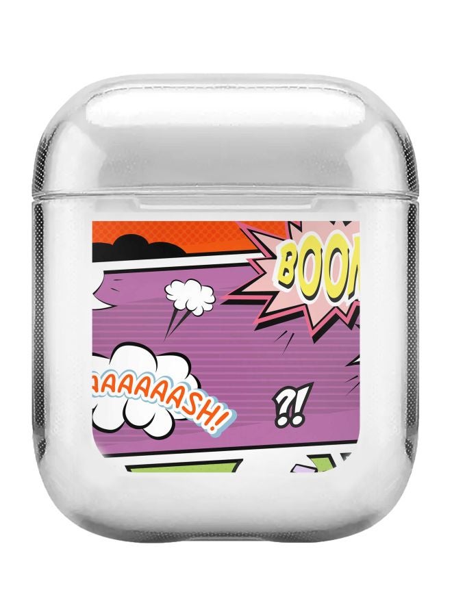 ستايلايزد غطاء حماية بطبعة رسومات هزلية لسماعة أبل آيربودز 2/1 أرجواني/أسود/أبيض - Image 1