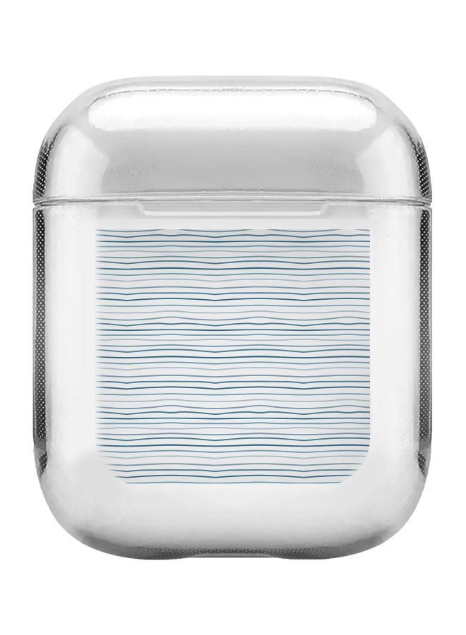 ستايلايزد حافظة واقية بطبعة خطوط مهتزة لسماعة أبل آيربودز 2/1 شفاف/أزرق - Image 1