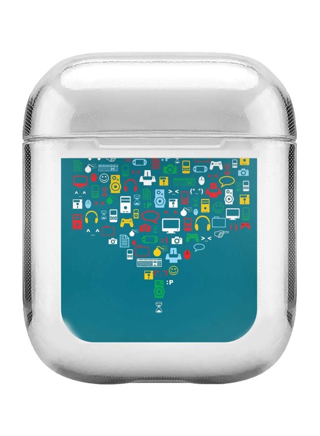 ستايلايزد غطاء حماية بطبعة تُعبر عن التقارب لسماعات أبل آيربودز 1/2 أزرق/شفاف - Image 1