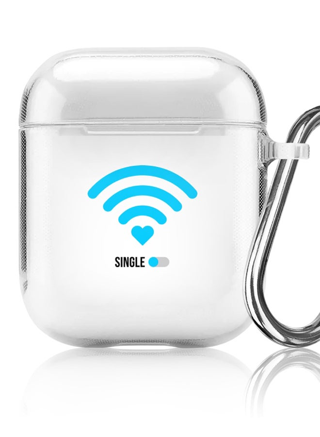 ستايلايزد غطاء حماية واقٍ بطبعة واي فاي لسماعات آيربودز أبل 2/1 شفاف/أزرق/أسود - Image 5