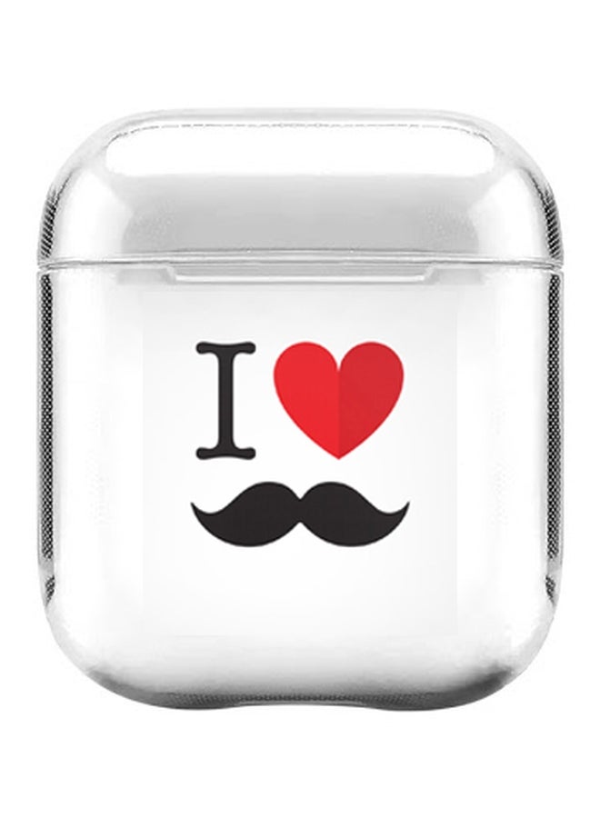 Stylizedd I Love Moustashe Printed Cover For Apple AirPods 2/1 Clear/Red/Black - Image 1