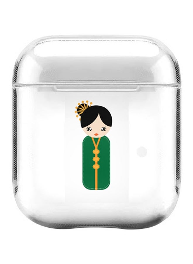 Stylizedd Japanese Doll Printed Protective Cover For Apple AirPods 2/1 Clear/Green/Beige  - Image 1